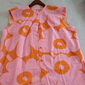 MWT Marimekko Pink and Orange Floral Top Size Large